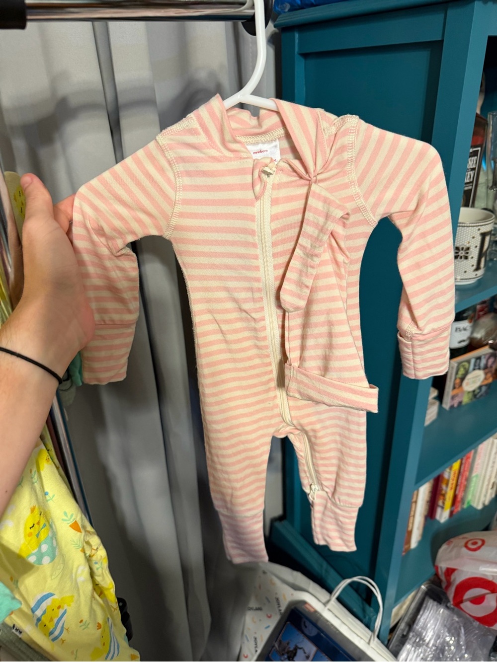 Hanna Andersson Pink Stripe Zipper One-Piece Romper —Newborn